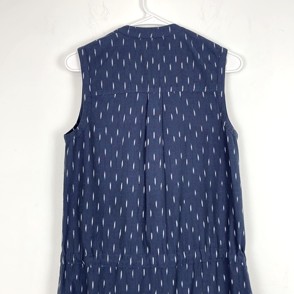 Faherty Blue and White Sleeveless Saylor Ikat Midi Shirt Dress. Size XS. - Picture 11 of 16